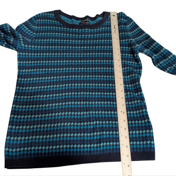Tommy Hilfiger Vtg Pullover Houndstooth Blue and Teal Long Sleeve Sweater M - Picture 5 of 6
